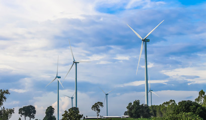 wind mill turbine with blue sky landscape