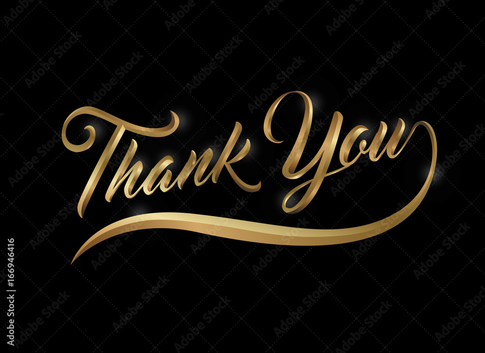 Thankoo Thank you word with modern hand writing calligraphic logo with gold ...