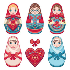 Wall Mural - Matryoshka. Babushka doll. Set