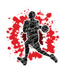 Basketball player running designed on splatter blood background graphic vector