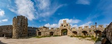 Panoramic View Of St. Paul's Fort And Gate At Rhodes Old Town, Rhodes Island, Greece