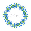 Floral round frame with  bluebell. Vector border.