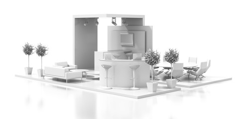 Empty exhibition kiosk, with copy space. Original 3d rendering project