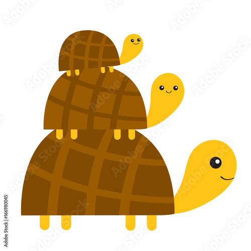 Three Turtle Tortoise Pyramid Cute Cartoon Character Family Set Father Mother Baby Pet Animal Collection Education Cards For Kids White Background Isolated Flat Design Buy This Stock Vector And Explore Similar