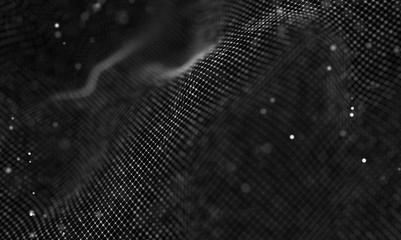 Data technology abstract futuristic illustration . Low poly shape with connecting dots and lines on dark background. 3D rendering . Big data visualization .