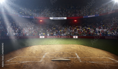 Professional baseball arena side view in lights Canvas Print