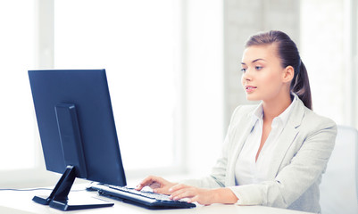 Sticker - businesswoman with computer in office