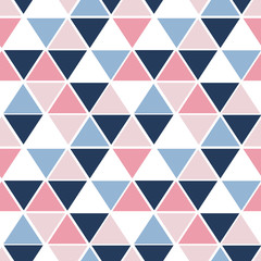 Wall Mural - Vector seamless pattern with triangles. Trendy color palette. Geometrical elements on white isolated background.