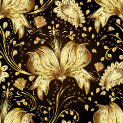 Wall Mural - wall papers flower gold