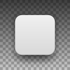 Wall Mural - white abstract app icon, blank button template with realistic shadow and light background for design