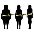 Silhouettes of women thick and thin. Vector illustration, hand drawn