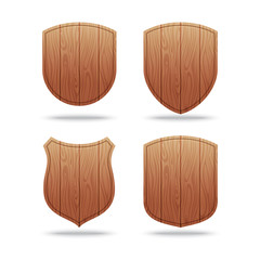 Wall Mural - set of empty wooden shapes