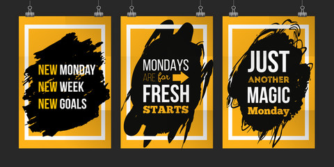 Wall Mural - Monday Typography quote Set. Start of the week, new beggining. Can be used for poster, t-shirt, print, card, banner.