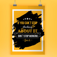 Wall Mural - Do not start working for it. Creative design for your wall graphics, typographic poster on dark stain. Mock up A4 easy edit