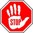 hand with superscription STOP