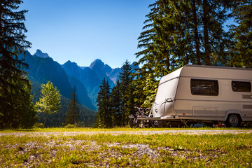 family vacation travel, holiday trip in motorhome