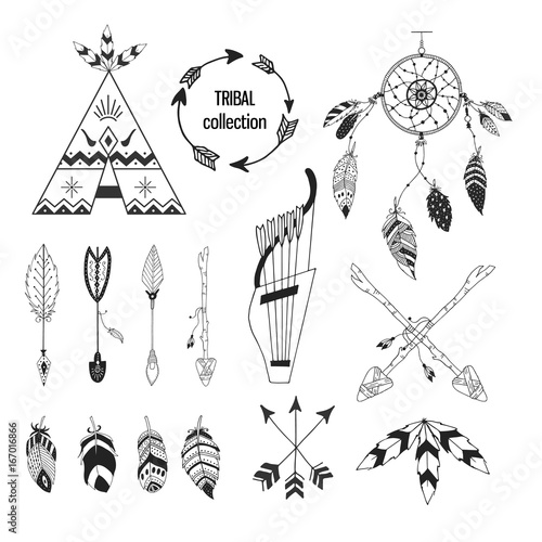 Cuadros en Lienzo Tribal collection of hand drawn elements in boho style