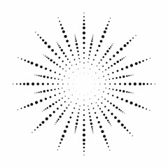 Poster - Halftone effect. Dotted sun rays. Vintage sunburst background