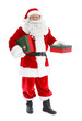 © Africa Studio - Happy authentic Santa Claus holding gift boxes on white background