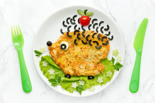 Funny Lunch Idea For Children Chicken Chop As Hedgehog