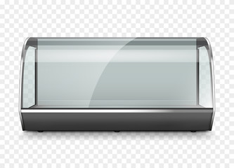 Empty refrigerator display showcase. Isolated on transparent background