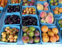 Apricots, Cherries, Peaches And Plums At The Market