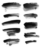 Fototapeta  - Set of black ink ink on white background