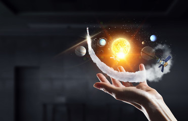 Wall Mural - solar system in hands