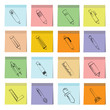 pen and stationery in sticky note paper icons