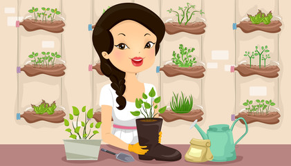 Poster - Girl Recycle Gardening