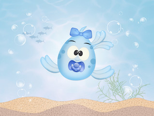 Sticker - baby fish male