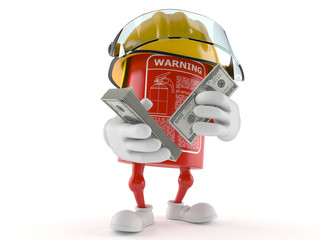 Wall Mural - Fire extinguisher character with money