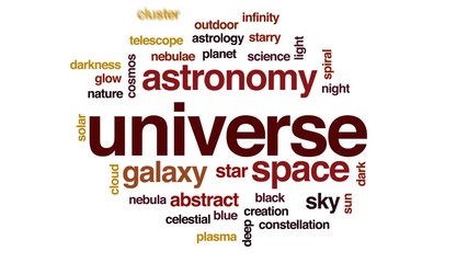 Wall Mural - universe animated word cloud, text design animation.