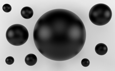 Black shpere pearl background. 3d render