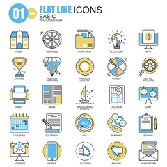 Wall Mural - Thin line basic icons set