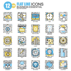Leinwandbilder - Thin line business essential icons set