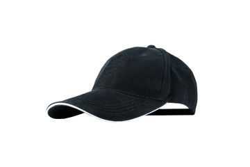 Wall Mural - Black baseball cap isolated on white background with clipping path, concepts of beauty, fashion and sport object.