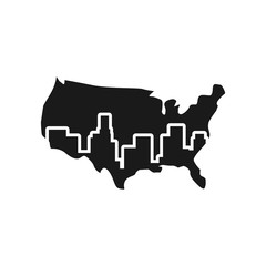 Canvas Print - united states map and building. vector logo.