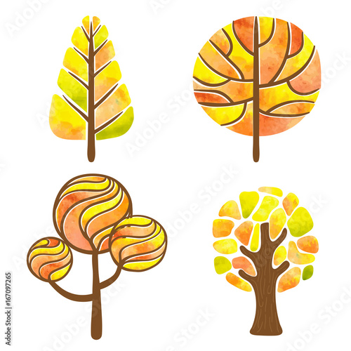 Set of watercolor mosaic au...