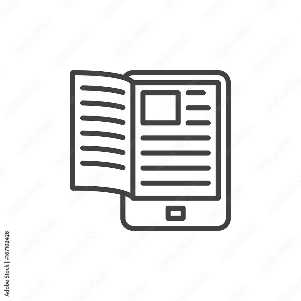 Ebook line icon, outline vector sign, linear style pictogram isolated on  white. Electronic book reader symbol, logo illustration. Editable stroke.  Pixel perfect vector graphics 素材庫向量圖| Adobe Stock, image size:1000x1000