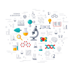 concept of education and science with microscope