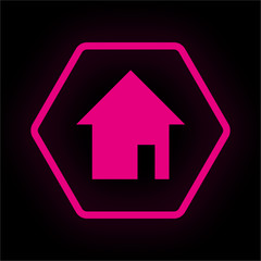 Canvas Print - Neon Button Polygon - Haus wohnen