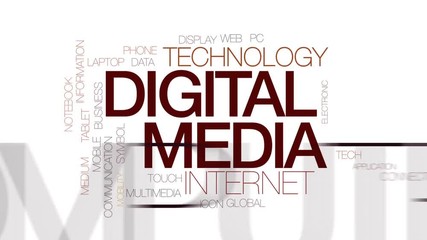 Wall Mural - digital media animated word cloud, text design animation. kinetic typography.