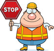 Cartoon Road Worker Stop Sign