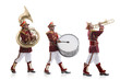 Bandwalas with instruments marching
