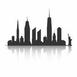 Fototapeta Nowy Jork - New York City skyline silhouette. Skyscrapers and Statue of Liberty