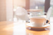 © Jiffy Photography - good morning a tea or coffee cup on wooden table in coffee shop. soft focus