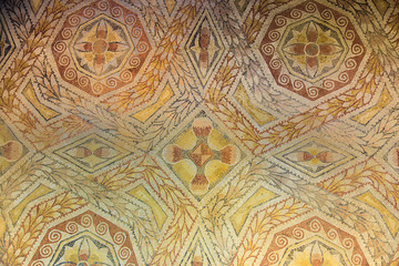 Roman mosaic background. La Olmeda, Palencia, Spain