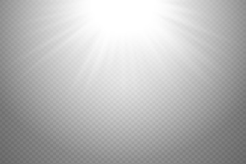 Wall Mural - white glowing light burst explosion on transparent background. vector illustration light effect deco