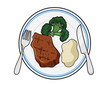 © Andrew Adams - Cartoon vector illustration of a dinner plate meal